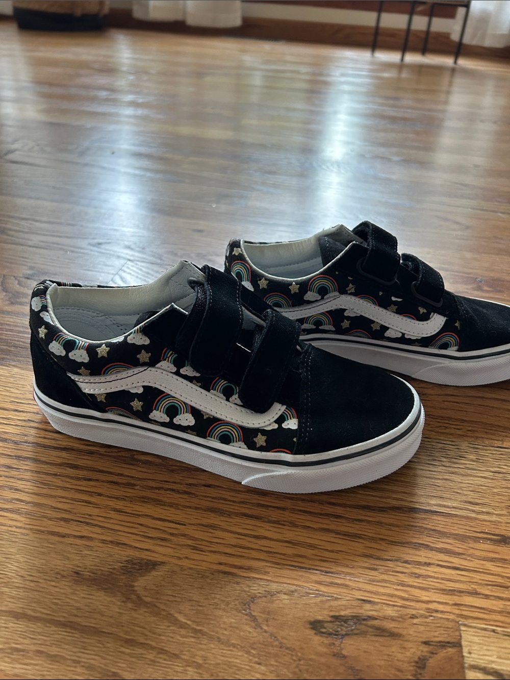 Vans Kids Black Sneakers with Rainbow & Cloud Print